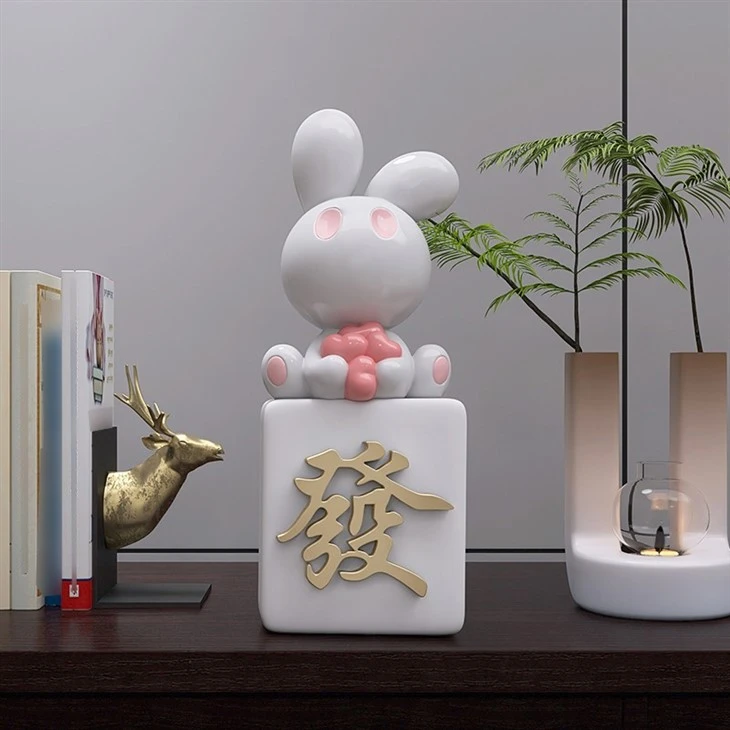 Lucky Bunny On Mahjong Statue